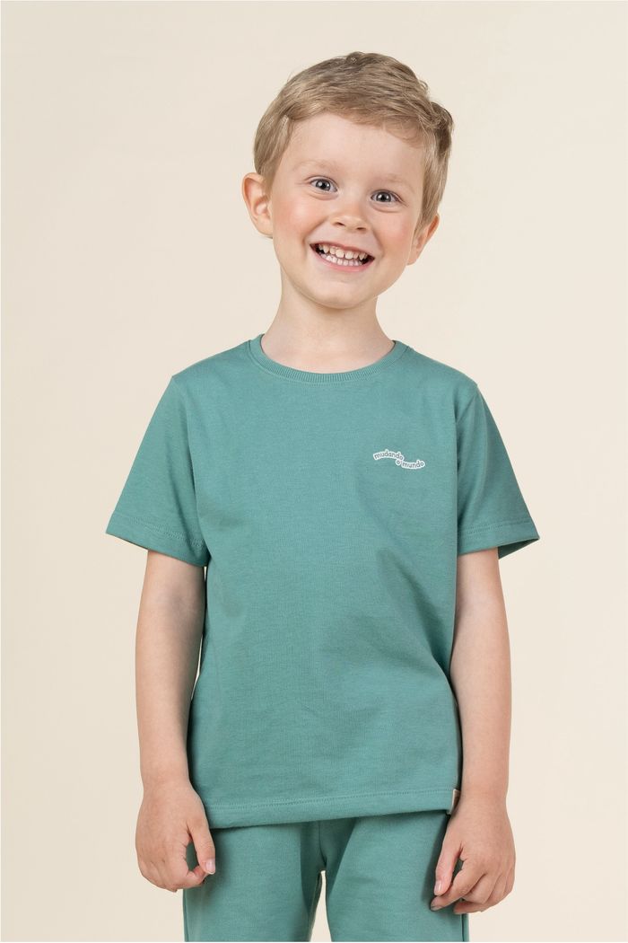 Camiseta Menino 100% Algodão - Verde Folha