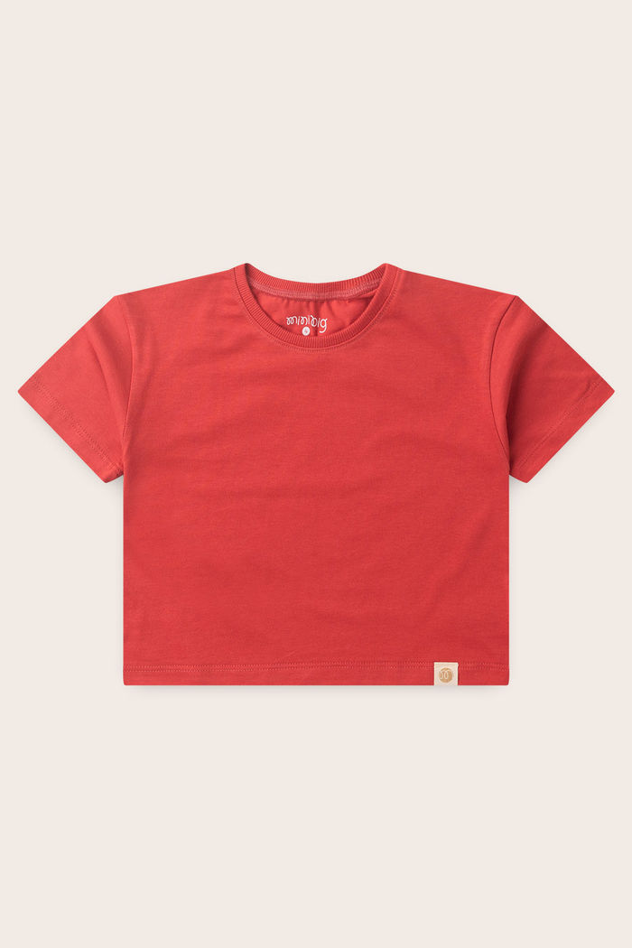Blusa Box Manga Curta Menina 100% Algodão - Vermelho Cedro