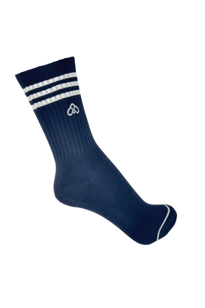 Meia Preta Com Listras Brancas Zmz