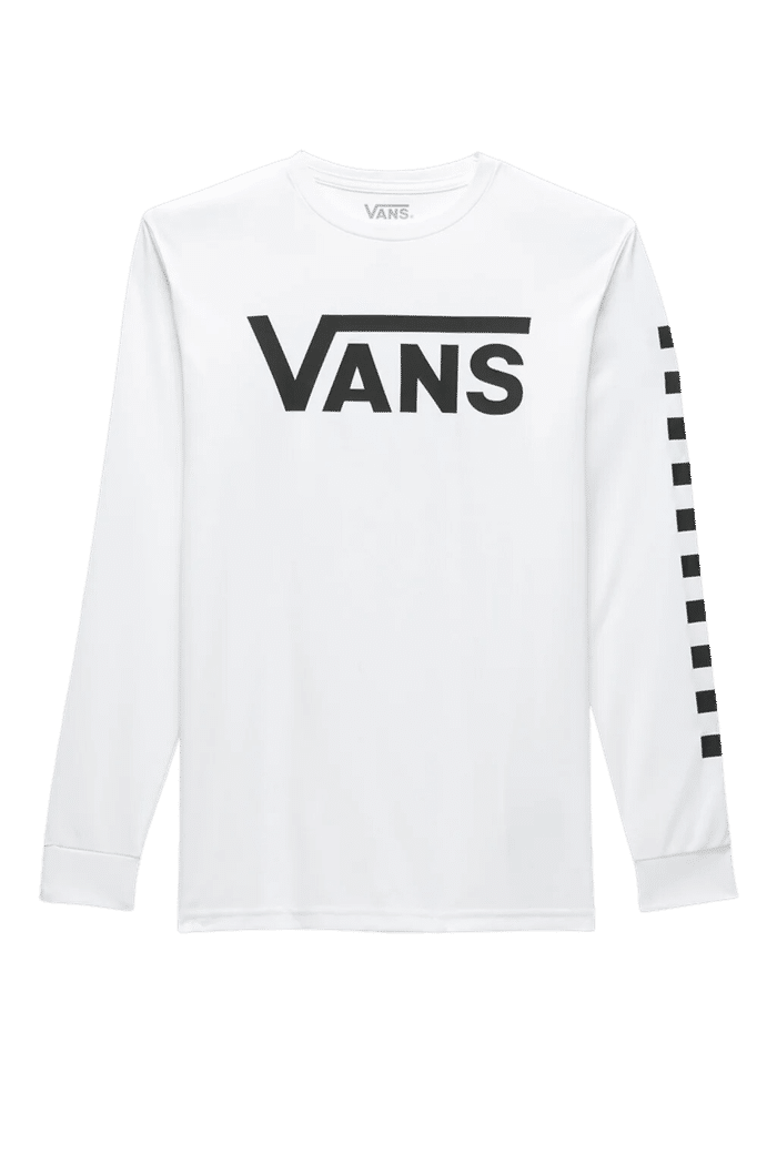Camiseta Vans Classic Checker Sun LS Infantil White Black