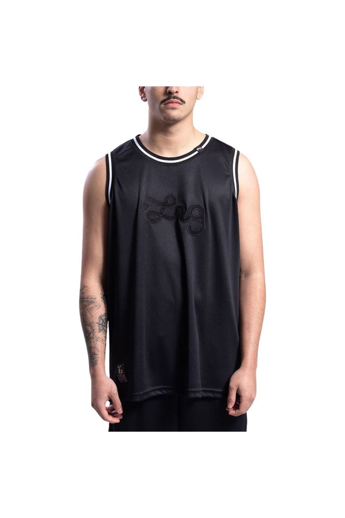 Regata Over LRG Cursive Mesh Tank Preto