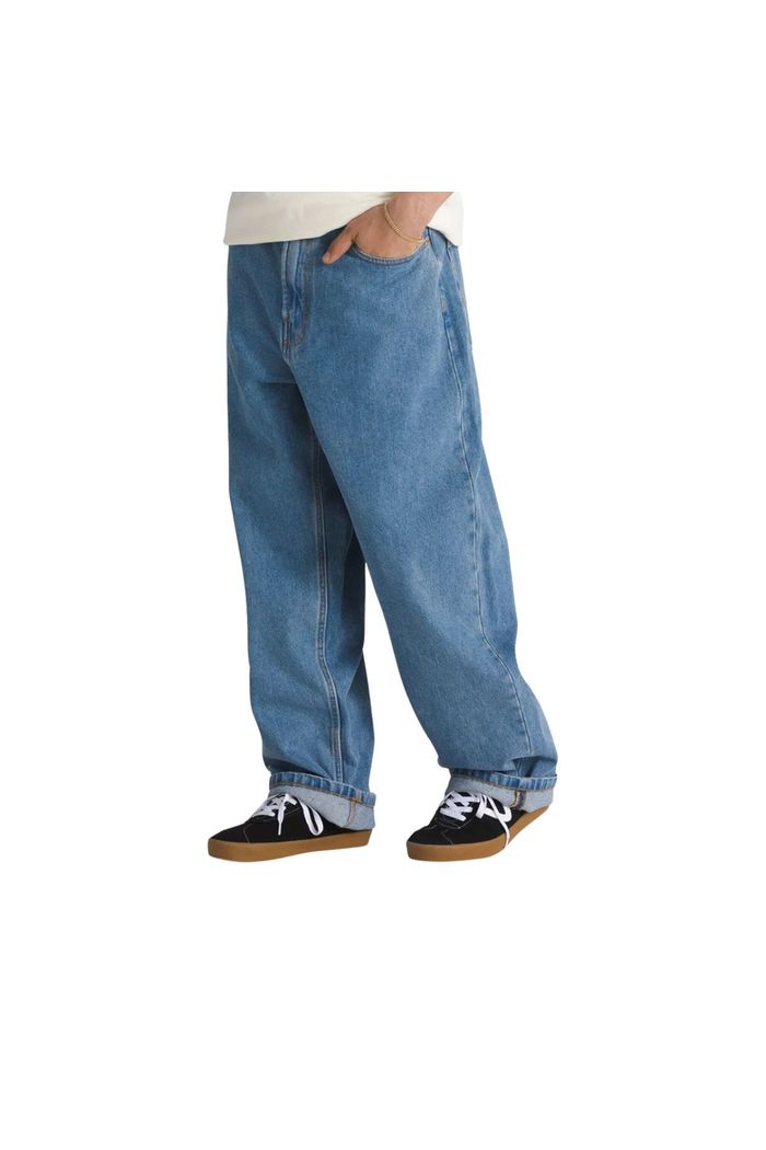 Calça Vans Check-5 Baggy Denim Pant Seasonal Hero: Knu Skool Stone Wash Blue