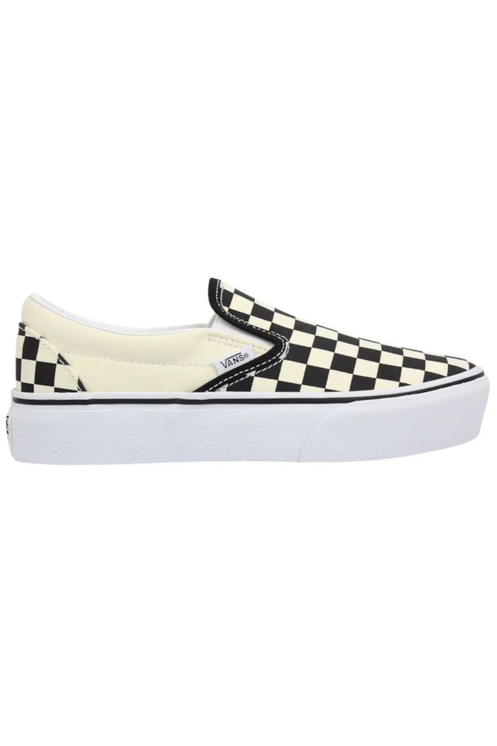 Tênis Vans Classic Slip On Platform Black And Checker/White