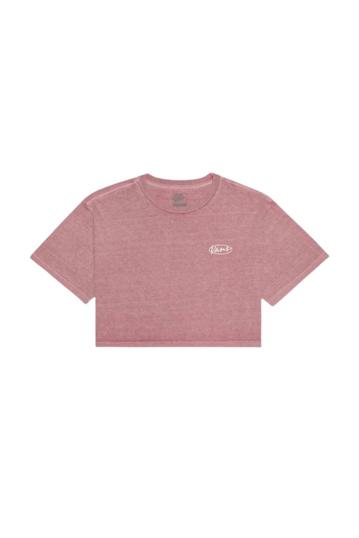 Camiseta Vans SS Era Script Relaxed Crop Pink Dawn White