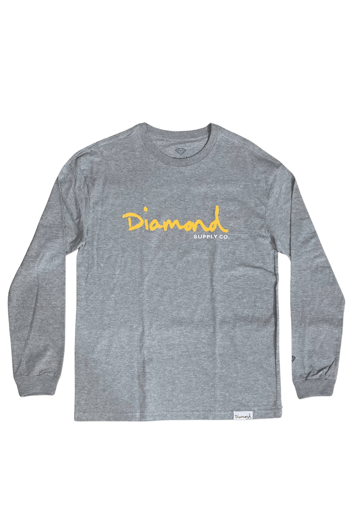 Camiseta Diamond Manga Longa Og Script Tee Cinza