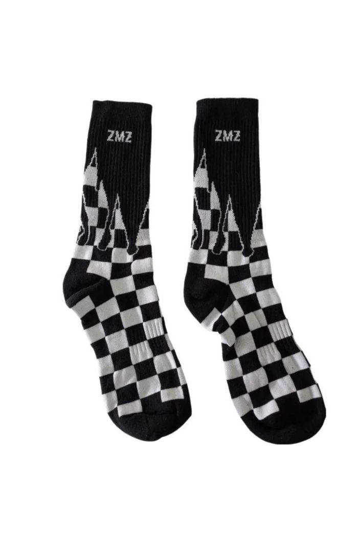 Meia Flames Preto/Branco Zmz