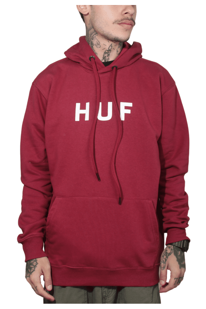 Moletom Canguru HUF FC Essentials OG Logo Vinho