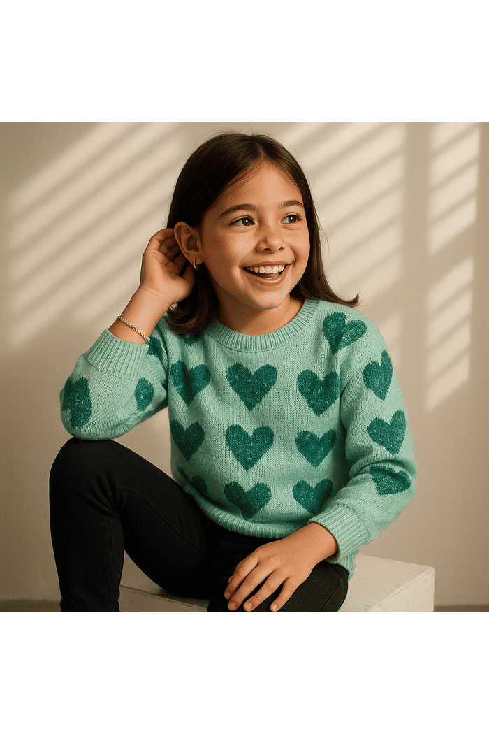 SUÉTER CORAÇÕES EM LINKS