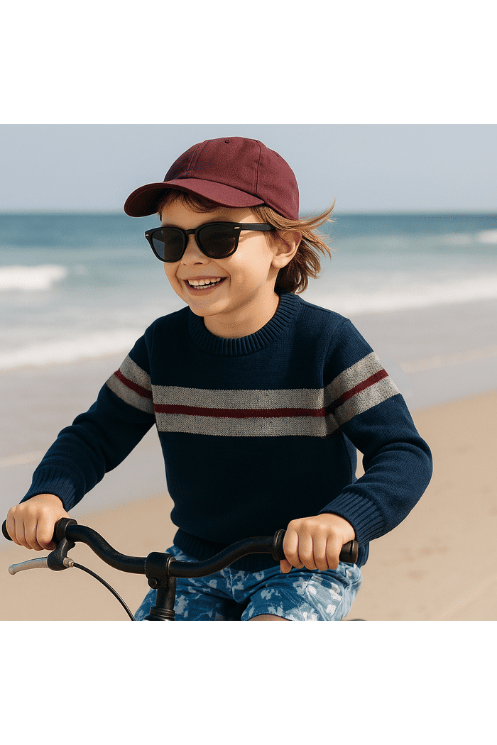 Blusa Tricô Kids Infantil Casaco Lã gola redonda Suéter Listrada manga longa