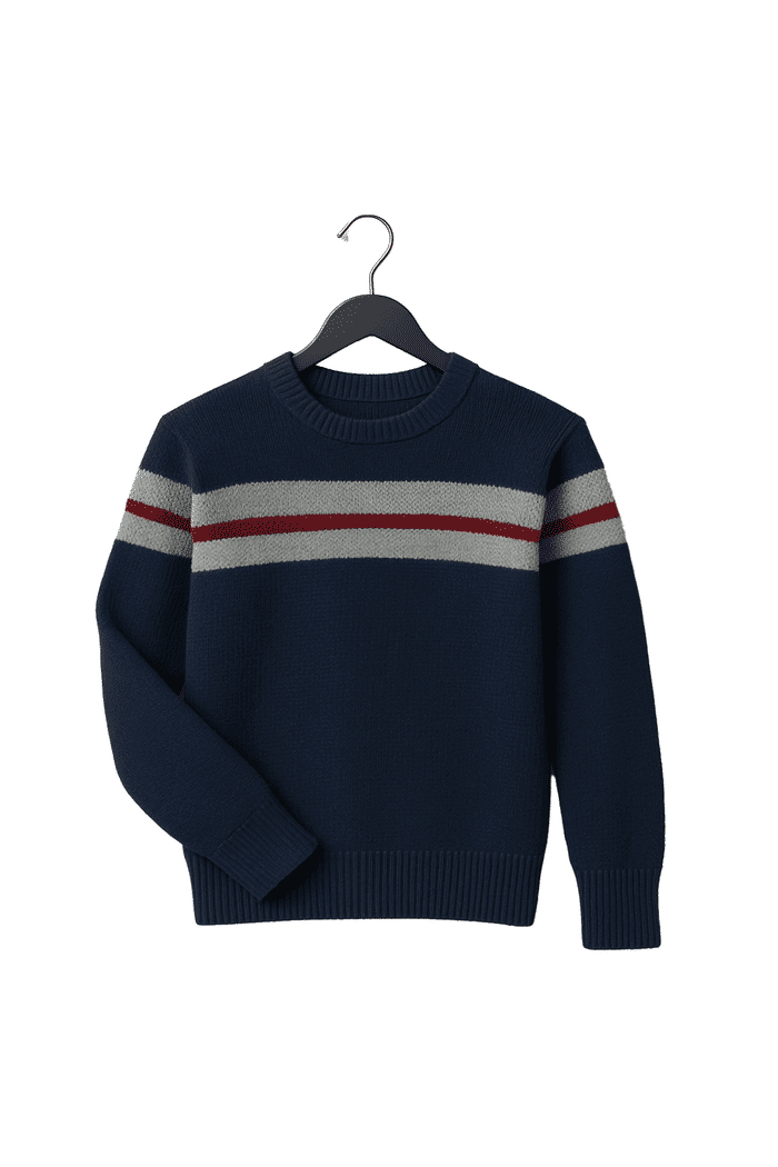 Blusa Tricô Kids Infantil Casaco Lã gola redonda Suéter Listrada manga longa