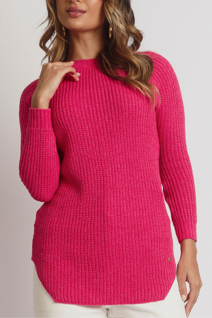 Blusa feminina trico veste leggin manga longa gola redonda