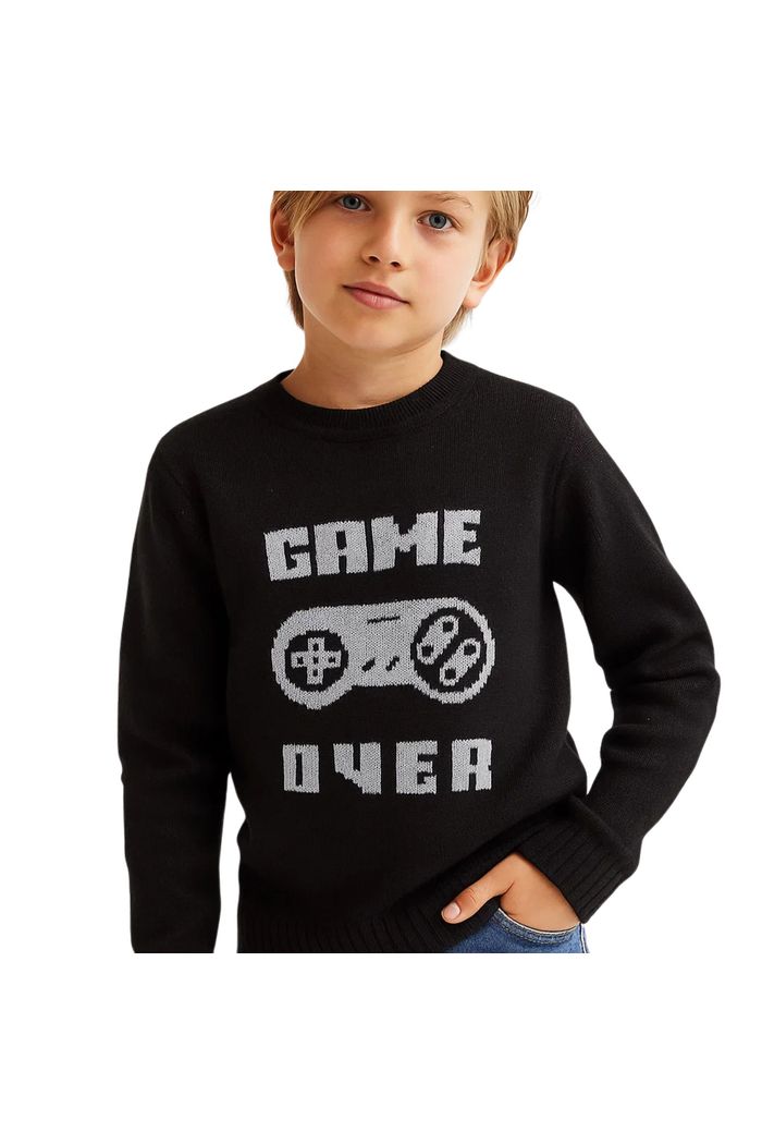 Blusa trico menino casaco jacquard pulover infantil la kids