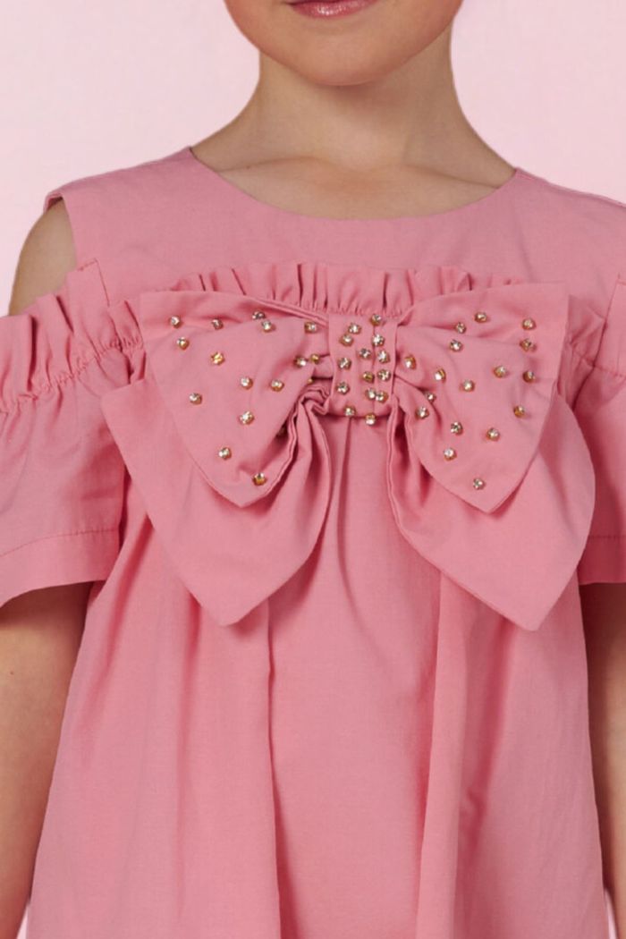 Vestido max laço bordado