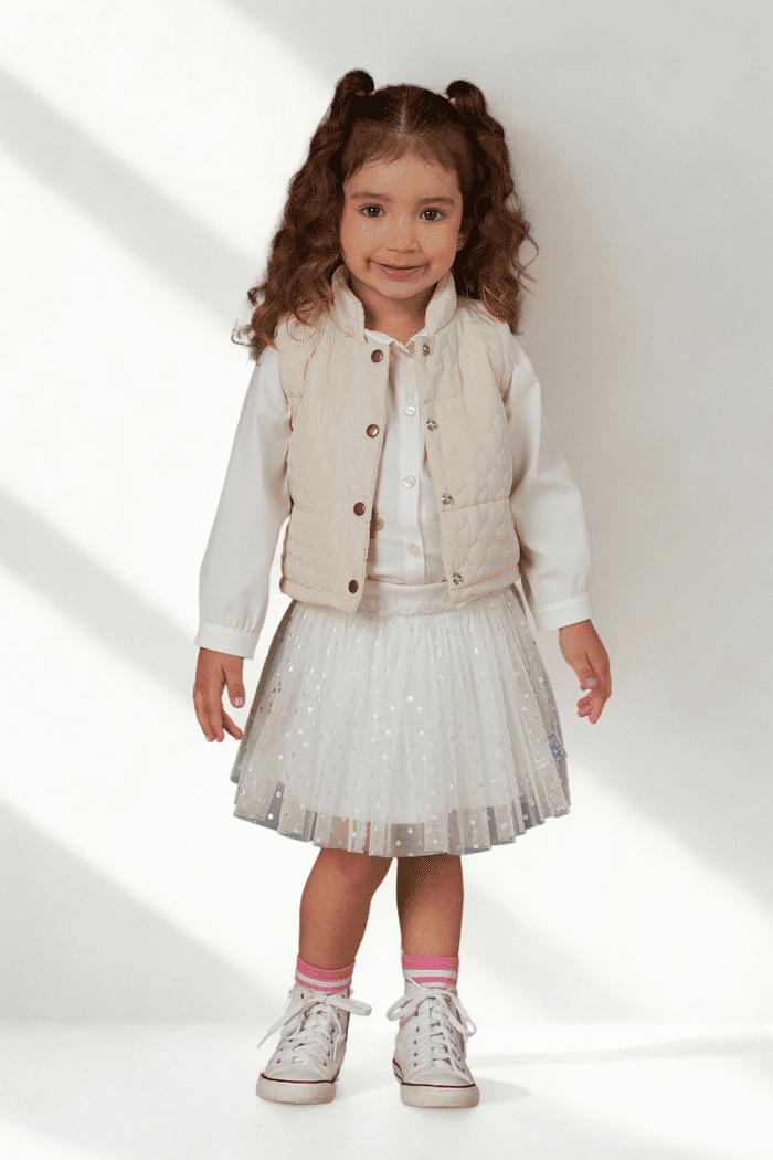 Colete de matelassê creme