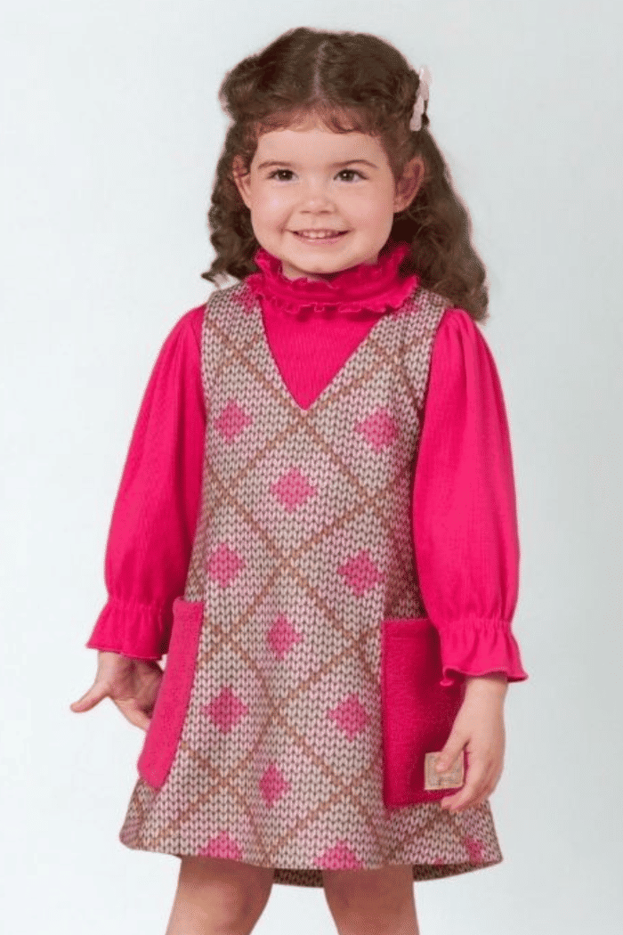 Conjunto vestido sobreposição com blusa de ribana