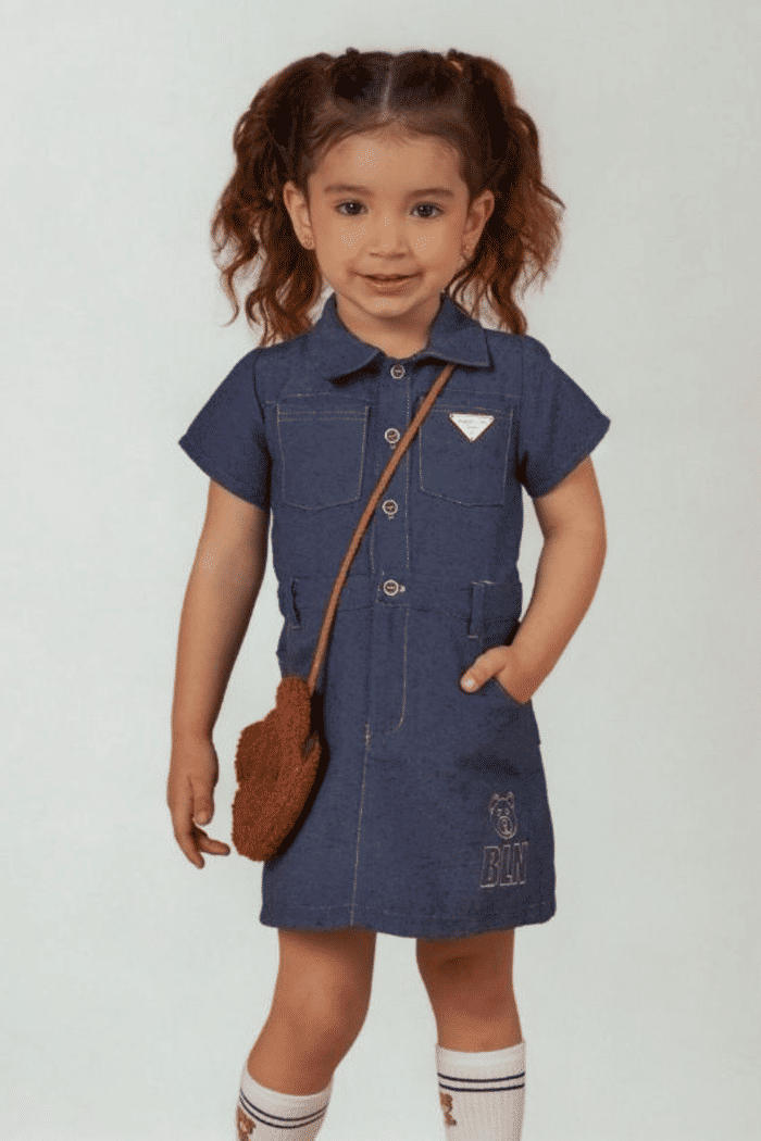 Vestido jeans com bordado