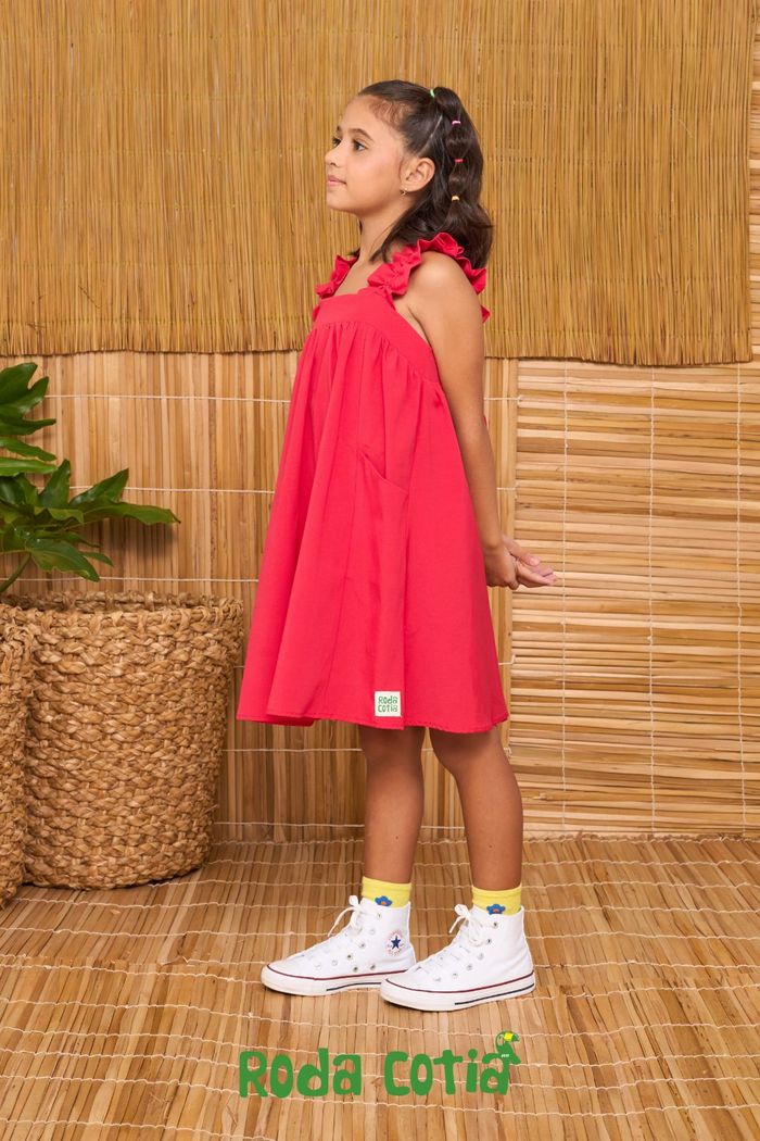 Vestido de tricoline com bolsos