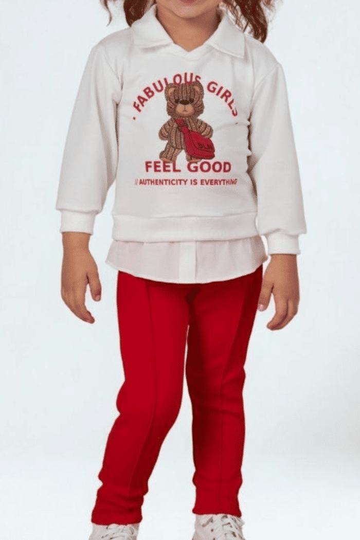 Conjunto de moletom e calça com friso