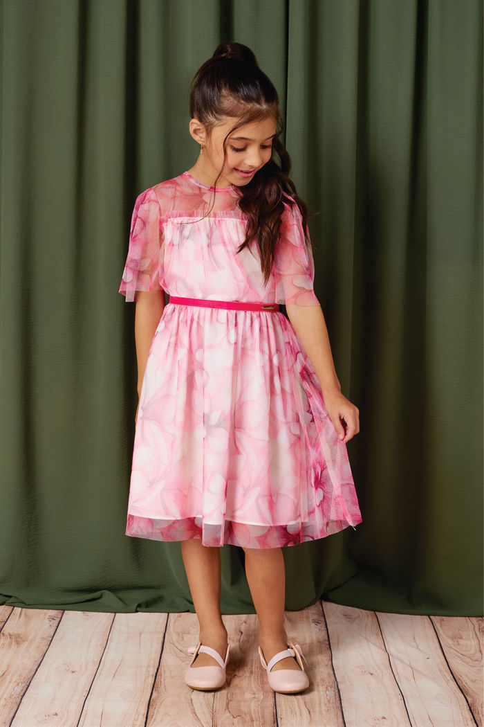 Vestido de tule estampado