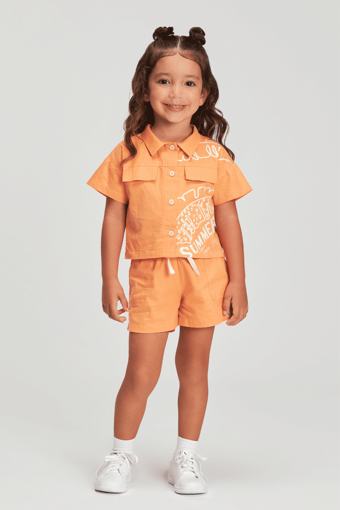 Conjunto camisa com estampa em silk e short