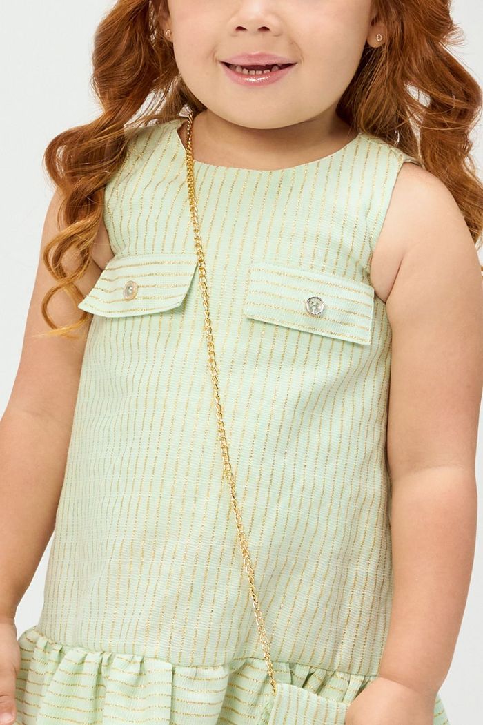 Vestido listrado com bolsa