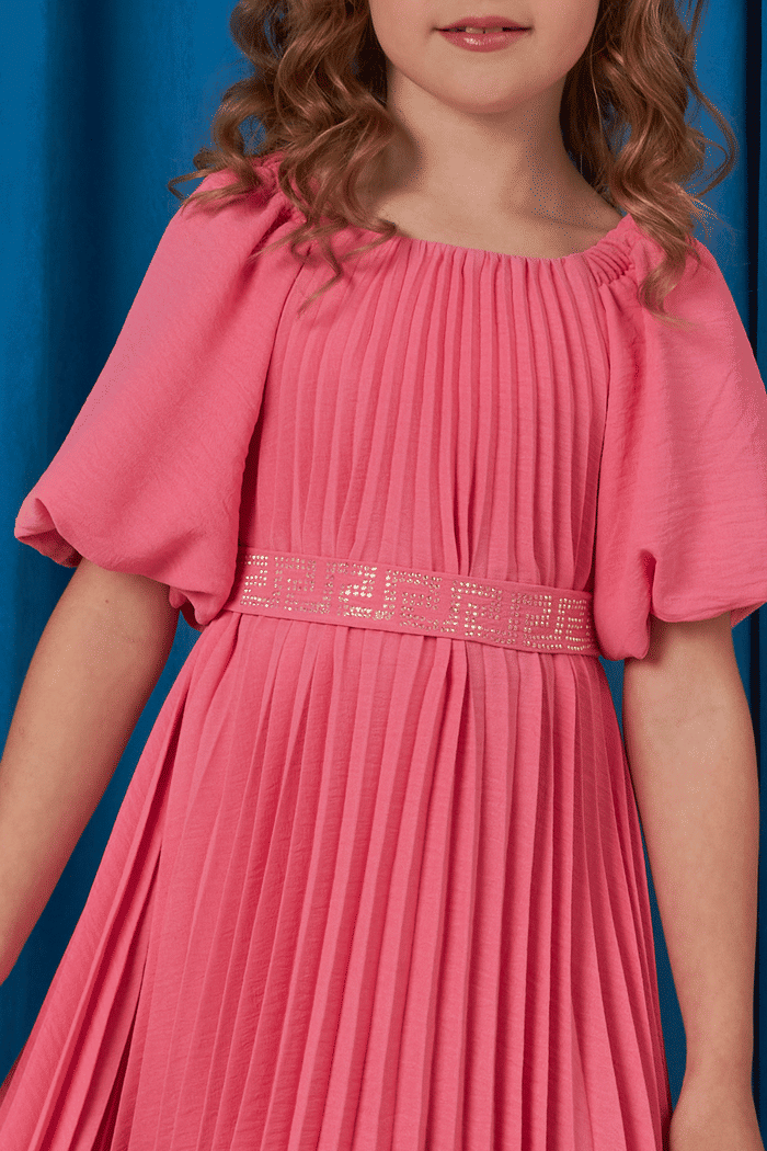Vestido plissado rosa