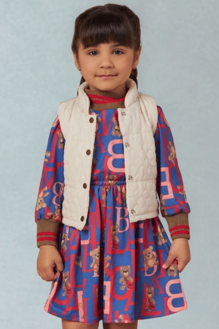 Vestido manga longa estampado