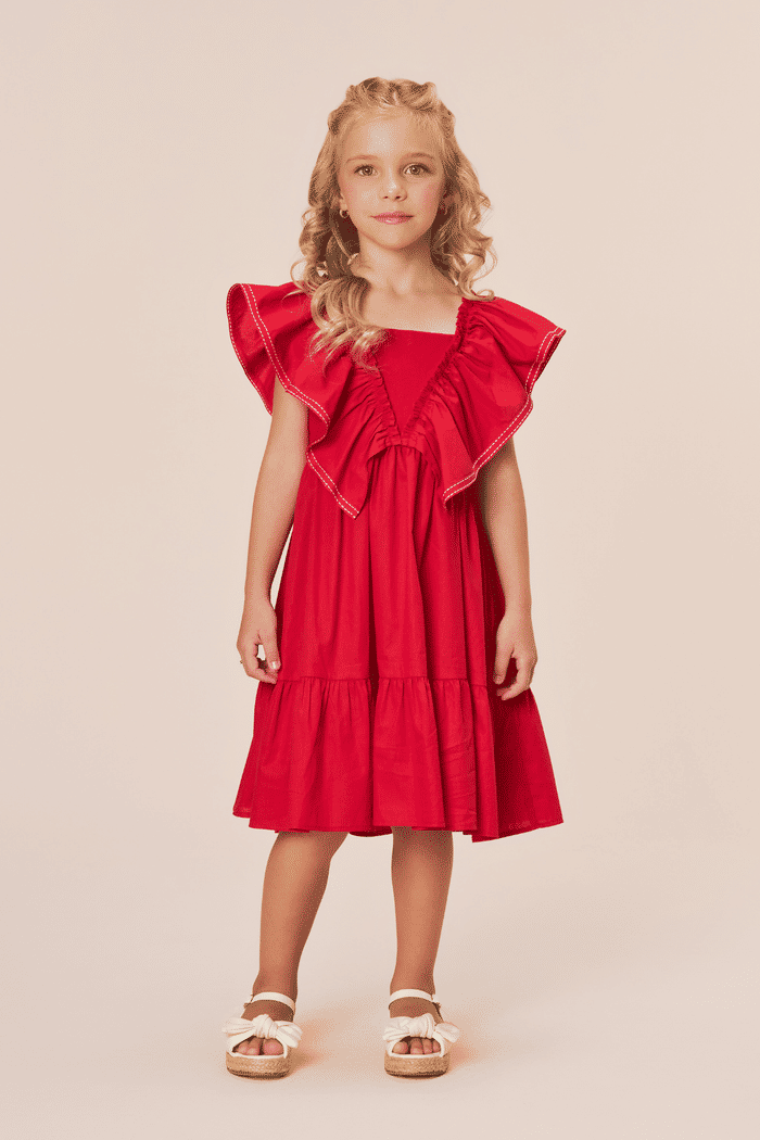 Vestido de tricoline vermelho