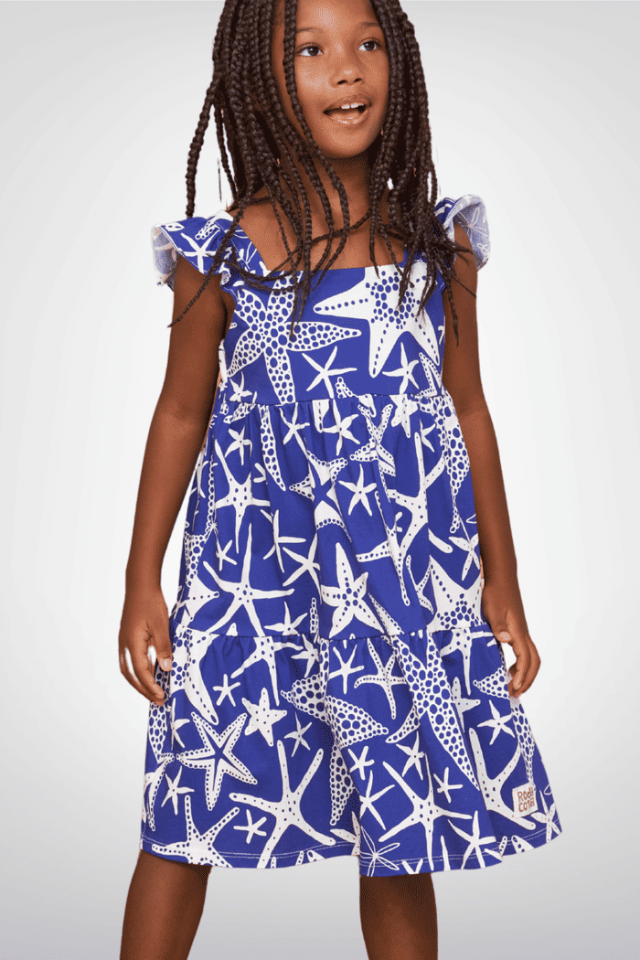 Vestido de malha estampa estrela-do-mar
