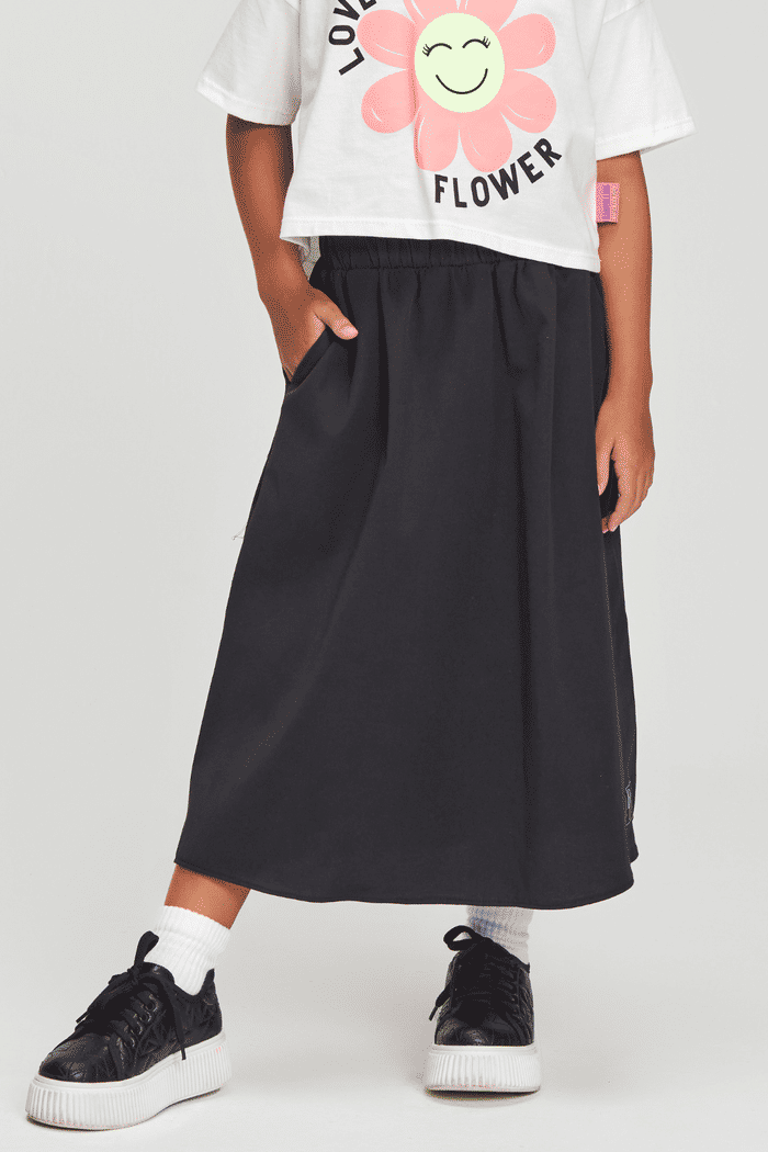 Saia de tricoline preta