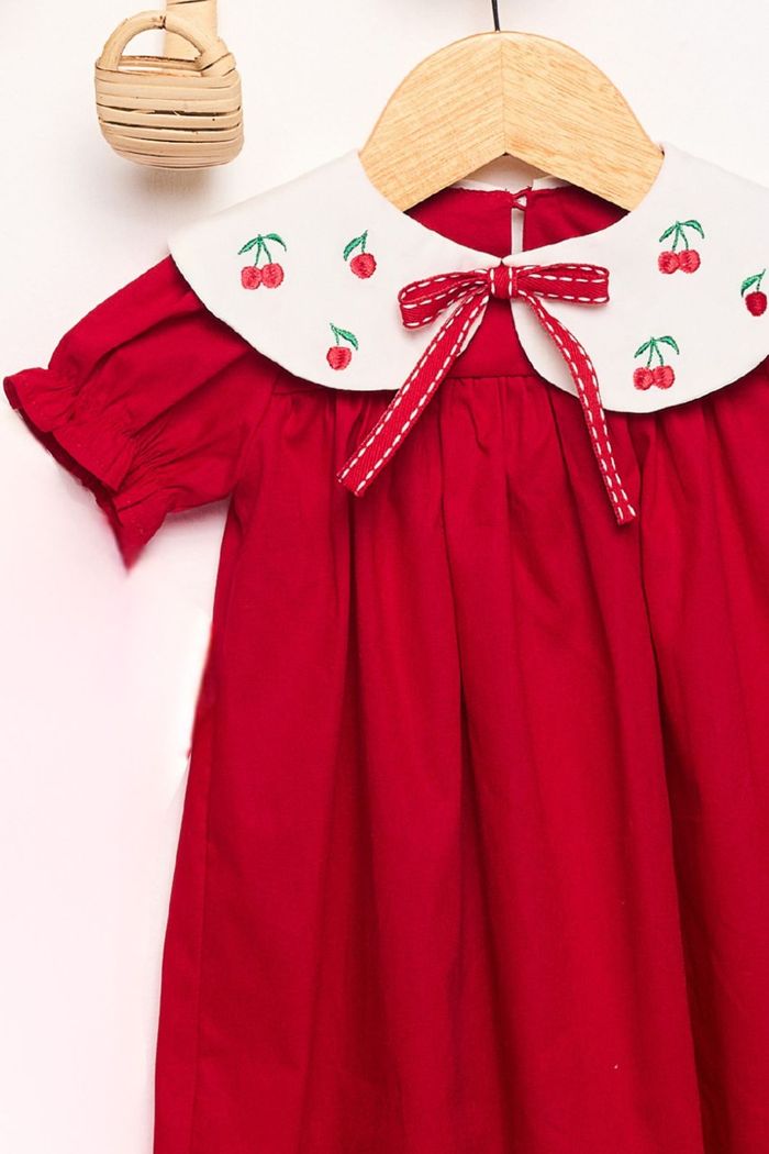 Vestido com gola bordada