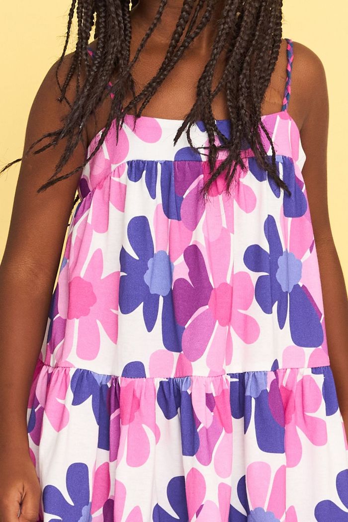 Vestido em estampa floral com alcinhas