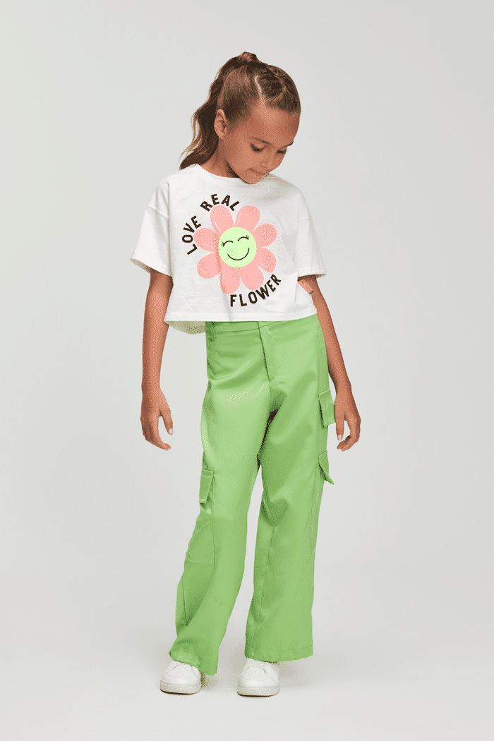 Calça cargo de malha crepe