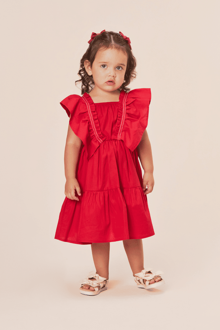 Vestido de tricoline vermelho