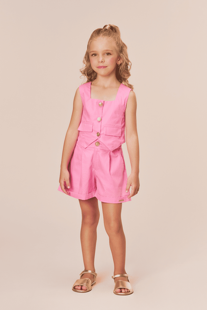 Conjunto colete e short de tricoline