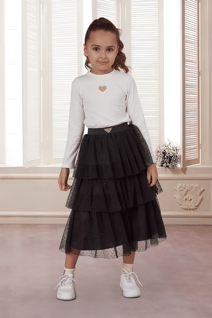 Saia de tule plissado