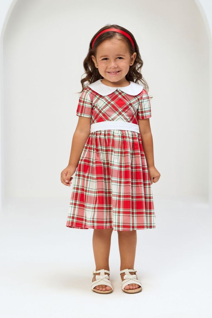 Vestido xadrez com gola