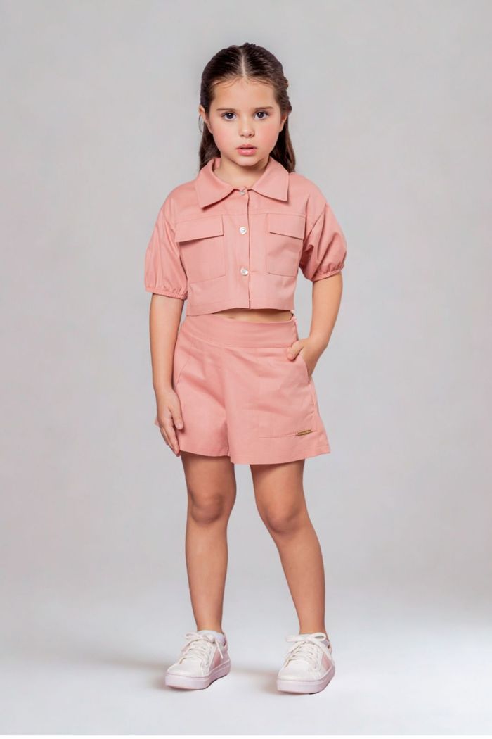 Conjunto camisa e short de tricoline