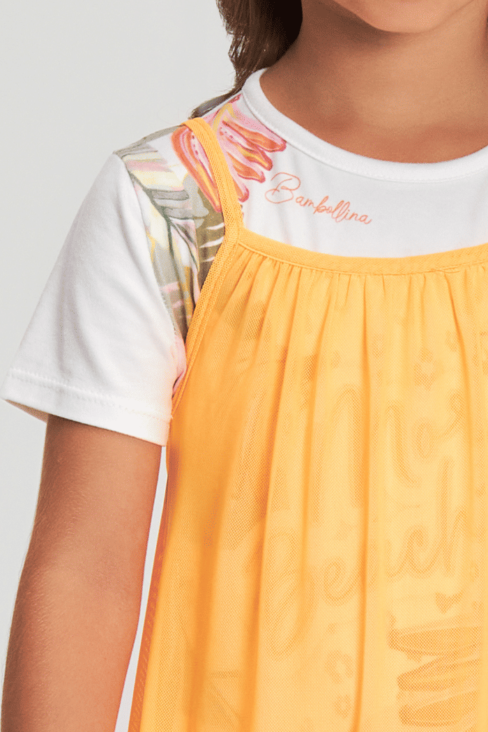 Conjunto vestido de modal suede com sobreposição