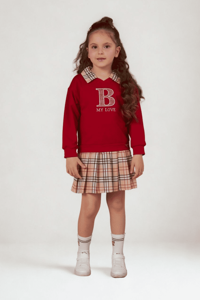 Vestido de moletinho com microfibra xadrez