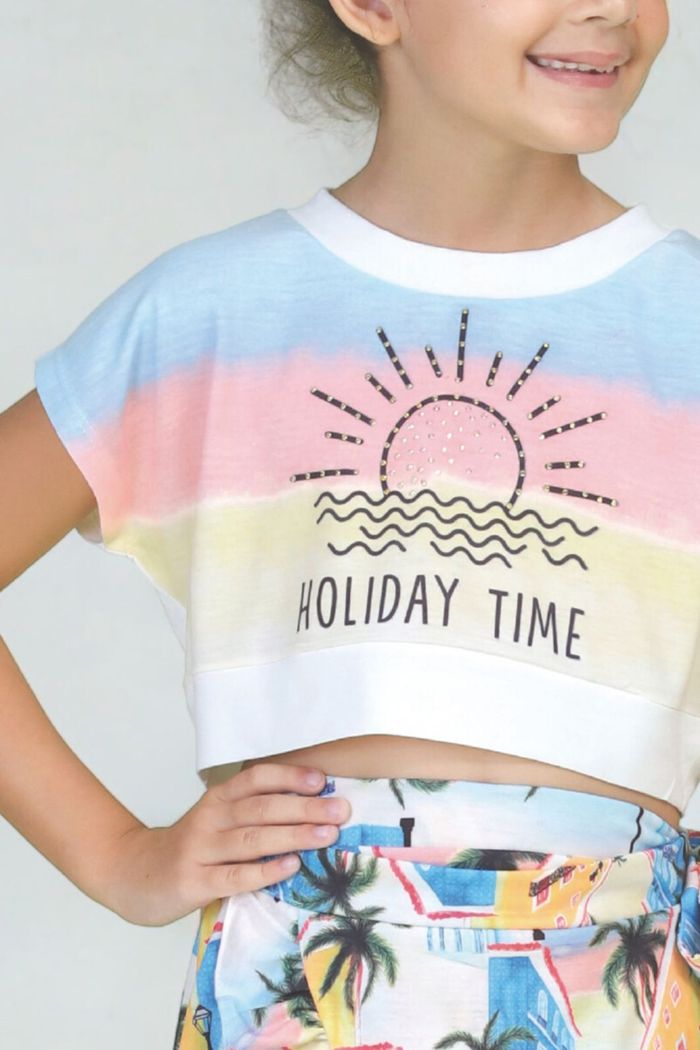 Conjunto estampado blusa morcego e saia envelope