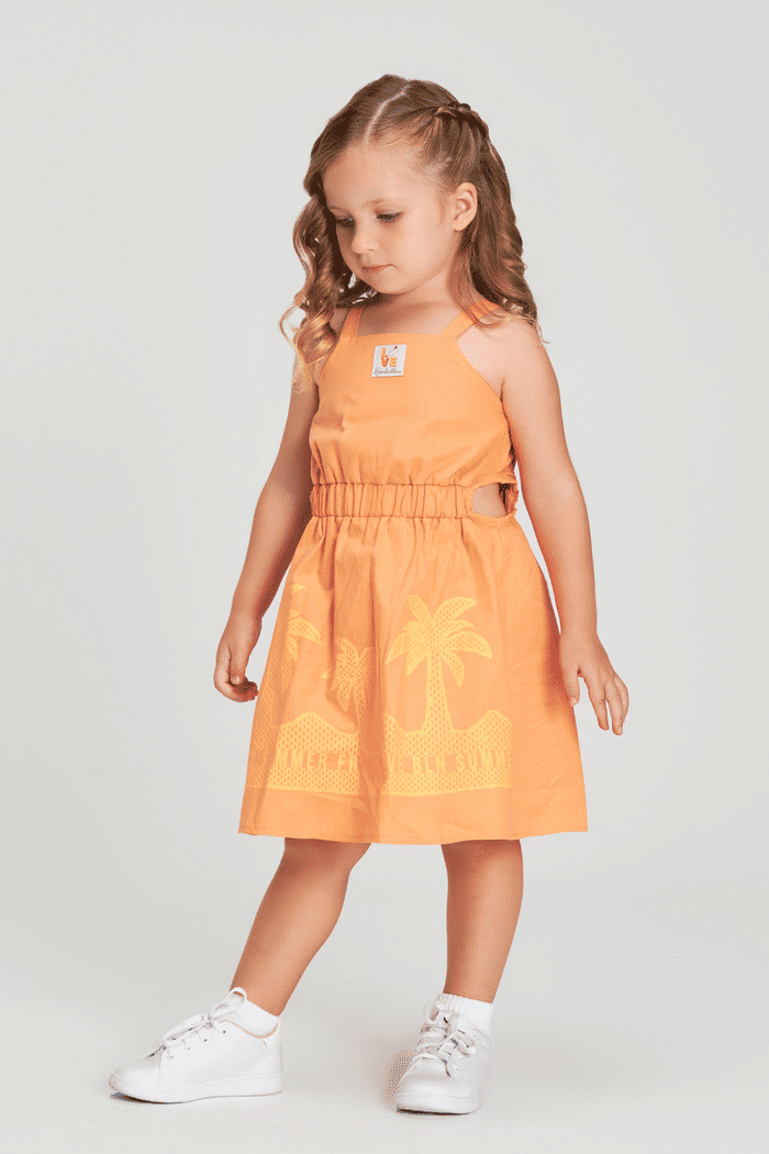 Vestido de tricoline laranja