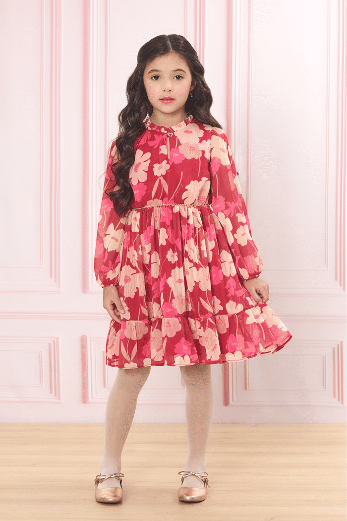 Vestido manga longa com estampa