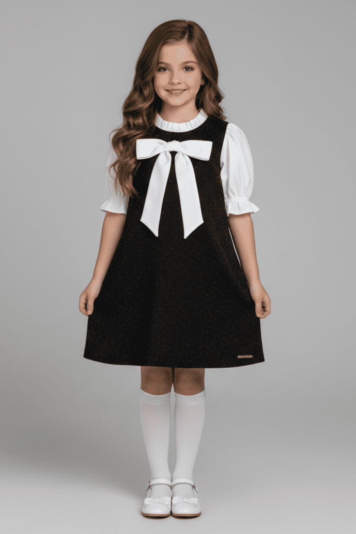 Vestido de malha neocrepe brilhoso manga curta