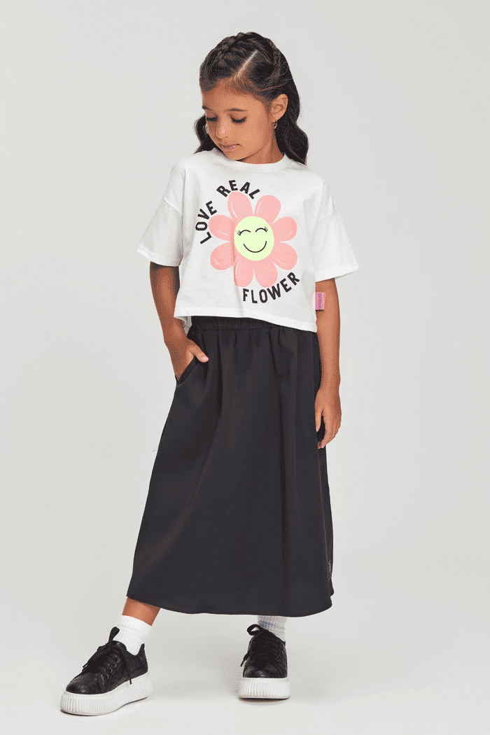 Saia de tricoline preta