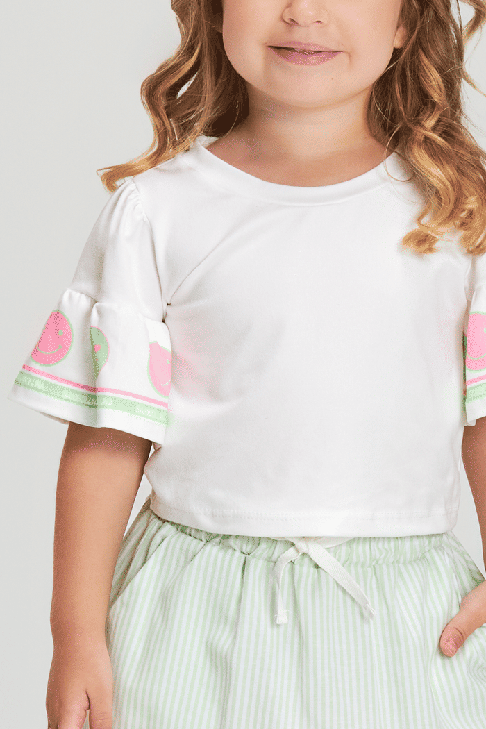 Conjunto blusa de modal suede e saia de tecido canarias