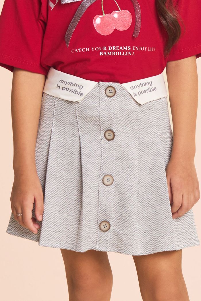 Saia de malha zigzag detalhe cós sublimado