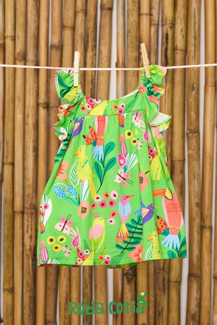 Vestido estampa beija-flores