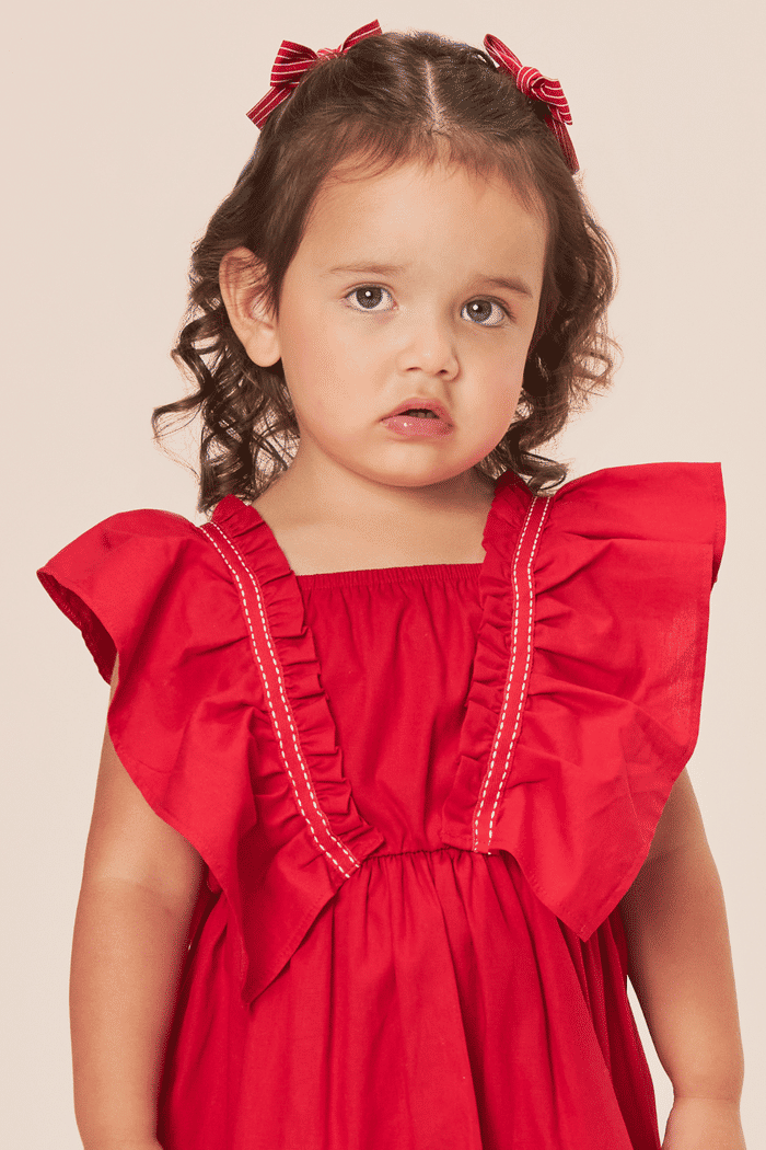 Vestido de tricoline vermelho