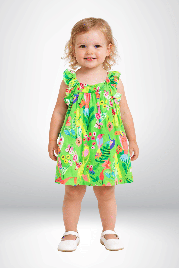 Vestido estampa beija-flores